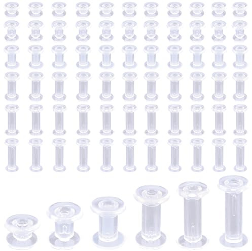 craspire 90 Lot de 6 vis à Reliure Chicago Vis à Riveter Vis Phillips en Plastique Transparent Assortiment de Petits Boutons Pression pour la Reliure D'Albums Photo de Sacs à Main de Ceintures et