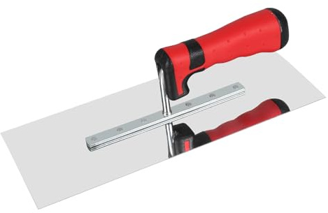 Edelstahl Glättekelle mit Softgriff, Traufel 28x11cm Spachtel Kelle Putz glatt Maurerkelle, Putzkelle, Stukkateurkelle, Spachtel Werkzeug zum Verputzen, Glätten
