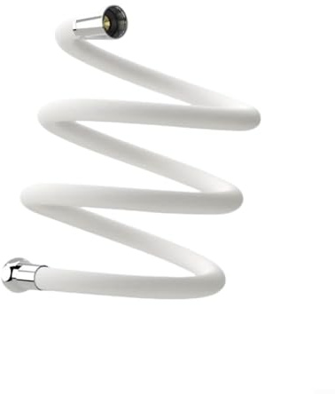 Tubo flessibile per doccia in silicone, 1,5 m, antigroviglio, connettori in ottone G1/2, resistente alle intemperie, per vasca da bagno, camper, bidet (bianco)
