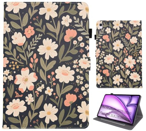 PU Tablet Cover per iPad Air 13/iPad Pro 12.9, Erba Nera | Per iPad Air 13 (2026/2025/2024) iPad Pro 12.9 (18/20/21/22) Colori Vibranti & Design alla Moda, Anti-Graffio