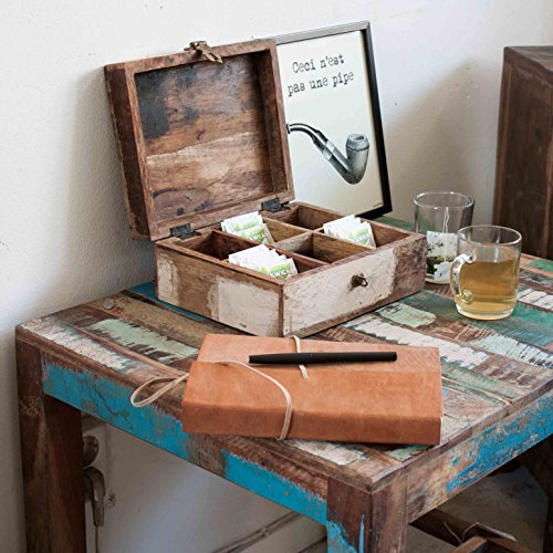 STUFF Loft Schmuckkästchen Tee-Box Holzkiste Aufbewahrungsbox aus Altholz Vintage Shabby-Chic Color