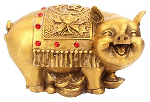 Tubayia Golden Schwein Statue Skulptur Fengshui Deko für Haus Büro Schreibtisch Dekoration