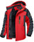MAGCOMSEN Winterjacke Herren Winddicht Outdoorjacke Warme Skijacke Atmungsaktiv Softshell Herrenjacke Fleece Gefüttert Jacke Regenmantel mit Abnehmbarer Kapuze Rot M