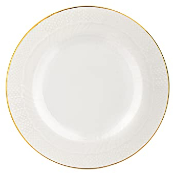 KASANOVA Piatto frutta Filo Oro in porcellana bianca, 21 cm