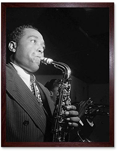 Wee Blue Coo Vintage Charlie Parker Jazz Music Saxophone Legend Art Print Framed Poster Wall Decor Kunstdruck Poster Wand-Dekor-12X16 Zoll