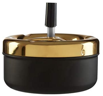 Premier Housewares 305223 Drehaschenbecher, mattschwarz/goldfarben, klein
