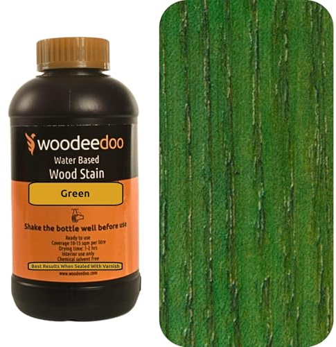 WooDeeDoo Water Based Wood Stain | Wood Dye | Ready to Use | Environmentally Friendly | Solvent Free | Odour Free | 200 ml | Green