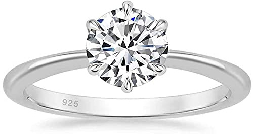 Zakk Damen Solitärringe Silber 925 Zirkonia Verlobungsringe Trauringe Eheringe Antragsring Hochzeitsringe (Silber,66 (21.0))