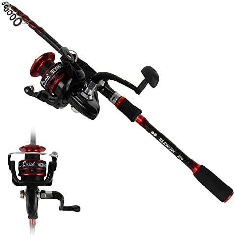 REAWOW Teleskop-Angelrute und Rollen Combo Tragbare Carbon Superleichte Angelrute Bass Angelrolle Hochseeangelrollen Spinnradrolle