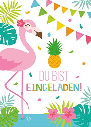 Junaversum 12 Einladungskarten zum Kindergeburtstag Mädchen Flamingo Einladungen Geburtstag Kinder Mädchengeburtstag