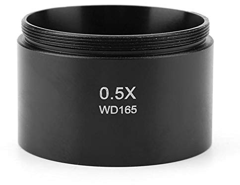 Jectse 0.5X Auxiliary Objective Lens, Stereo Microscope Objective Lens, 48mm Mounting, Black, Aluminum Alloy, LED, 0.5X Magnification
