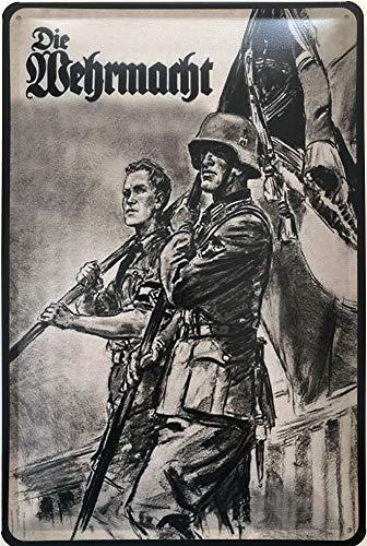 Deko7 Blechschild 30 x 20 cm Die Wehrmacht - Fahnen Träger