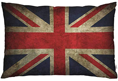 EKOBLA Kissenbezug mit britischer Flagge, Vintage-Design, Retro-Stil, britische Flagge, rustikales Grunge-Kunst-Dekor, Lendenkissen, Kissen für Sofa, Couch, Bett, Standard-Queen-Size-Größe, 50,8 x