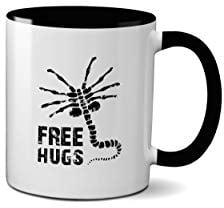 Face Hugger Tea Cup Coffee Mug - Free Hugs Halloween Aliens Spooky Season Creepy Scary Horror Movie Hugs Face Hugger Alien Unique Thriller Presents Gifts (Black Handle Prime)