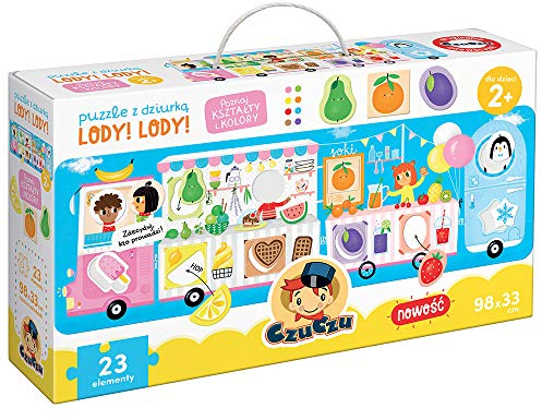 Bright Junior Media Puzzle z dziurkÄ Lody! Lody! Duże Puzzle Edukacyjne Z Wymiennymi Elementami Do Nauki Kształtów I Kolorów Dla Dzieci 2+
