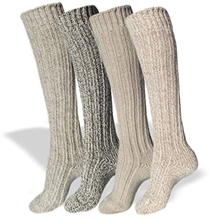 2 Paia - Calze da unisex in Lana irrestringibile - Collezione SCI - avvolgenti e confortevoli, in assortimento in due colori (Panna/Grigio 39-42)