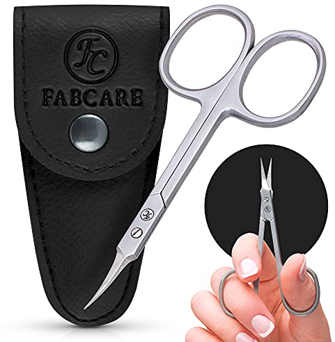 Fabcare Professional Nail Scissors Including Case & Ebook, Innovative Micro-Teeth, Extra Sharp Nail Scissors with Curved Edge, For Finger and Toe Nails, Suitable for Left-Handed Users