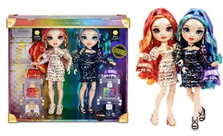 Rainbow High Special Editions Twins LAUREL & HOLLY DE'VIOUS 2-Pack - Fashion Dolls with Rainbow Coloured Dresses - Includes Outfits, Accessories, & More - Great Gift & Collectable for Kids Ages 6+