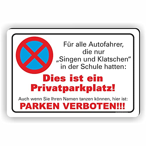 Fassbender-Druck SINGEN UND KLATSCHEN - Parken Verboten Schild zum Markieren vom Absoluten Parkverbot oder Privatgrundstück - Lustiges FUN Parkplatz Schild (90x60cm)