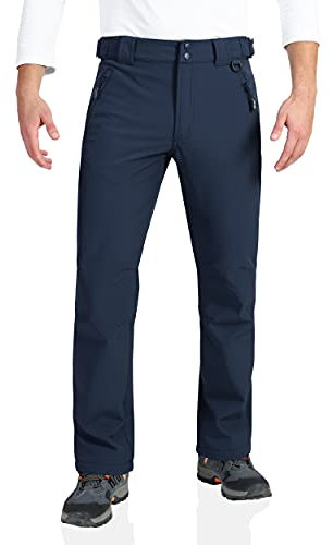 Outdoor Ventures Softshellhose Herren Wasserdicht Outdoorhose Winter Thermohose Warm Gefüttert Skihose Snowboardhose Winddicht Schneehose für Skifahren, Wandern, Trekking Navy Blau 36W/32L