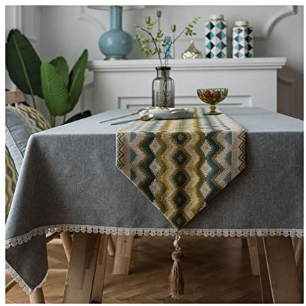 Aotiwe Tischband Herbst, Tischdekoration 80. Geburtstag aus Polyester Jacquard Welle Grün 32x140CM für Abendessen Hochzeit Dekor