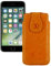 Suncase Funda de piel original compatible con Apple iPhone SE 3 (2022), color naranja