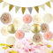 YBwanli deko hochzeit,Vintage-Hochzeitsdekoration,geburtstagsdeko ,papierlampion Pompons deko,verlobung deko,babyparty deko, Böhmische deko,beige deko,Süss Sanfte und elegante Parteidekoration