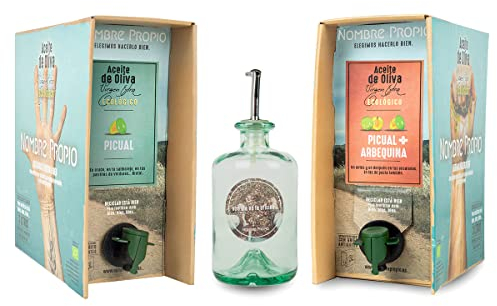 NOMBRE PROPIO Pack de Aceite de Oliva Virgen Extra Ecológico 100% Español - Formato Bag in Box - 3L Arbequina + Picual y 3L Picual - Rico en polifenoles. Certificación Europea - 6L AOVE