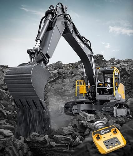 efaso Pelle Volvo RC 1:16 entièrement proportionnelle version mise à niveau de qualité supérieure avec engrenage entièrement en métal et entraînement fileté Outil de préhension marteau interchangeable