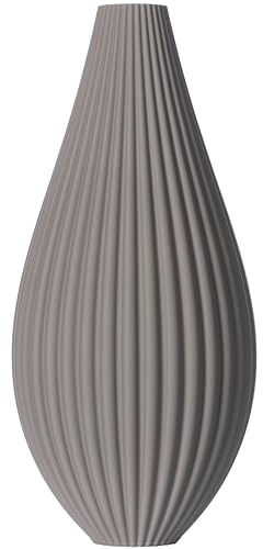 3D Vase Dekovase Sina XL 40cm Bodenvase Hellgrau Deko Vase Pampasgras Trockenblumen