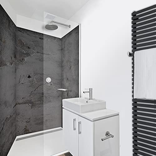 WANDFREUDE individuelle Duschrückwand Aluverbundplatte auf Maß (3 Stück - Sichtbeton - Seidenmatt) – Dusche Wandverkleidung Duschwandverkleidung Duschrückwände