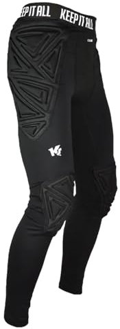 KEEPERsport - Caldi pantaloni da portiere imbottiti – Pantaloni protettivi lunghi per biancheria intima da portiere – Taglia 128 – XXL – Nero