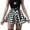 DINGJIUYAN Karierter Gothic-Rock mit Taillengürtel für Damen, plissiert, kariert, Punk, Grunge, Minirock, Emo Alt Kleidung, Einfarbig Schwarz mit Blet, M
