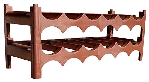 ACAN Tradineur - Botellero de plástico apilable - 2 Baldas apilable - con Capacidad para 12 Botellas - Ideal para el Almacenamiento de Botellas - Color Marrón.