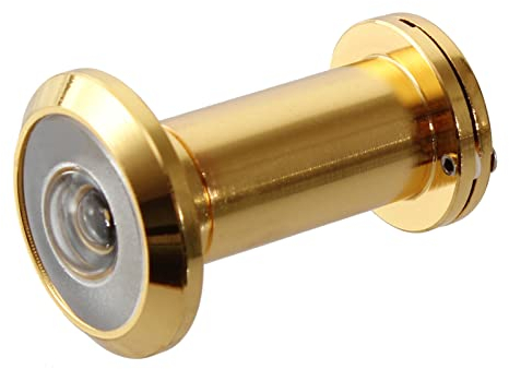 Schürberg Türspion mit Sichtschutz - Gold Optik - Bohrloch Ø 16mm - Spion für 37-58mm Türen - Hochwertige Echtglaslinse - Weitwinkel 200°