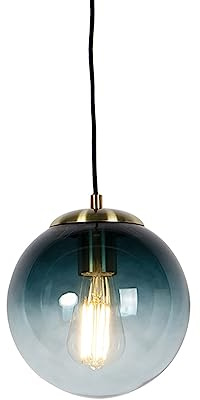 Qazqa Smart led Art Deco Pendelleuchte, Pendellampe - Pallon - Blau, dimmbar, 20cm, Ideal als Küche lampe, Schlafzimmerlampe und Wohnzimmerlampe