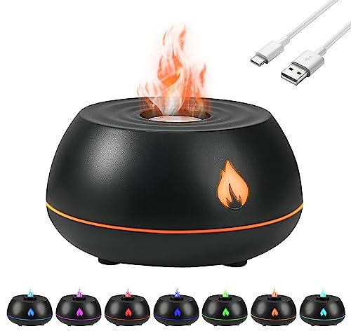 Flame Aroma Volcano Fire Diffuser - 7 Flame Color Night Light, Air Humidifier for Essential Oils, Super Quiet, Bedroom & Yoga