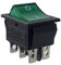 Interruttore a bilanciere, commutatore, interruttore a levetta, interruttore a 6 poli, 16 A, 250 ~ verde, illuminato