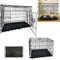 Hundetransportbox Klappbar Metall Hundebox Kofferraum robust verschließbar trapezförmig 91X57X64cm, Reisebox Autobox Tiertransportbox, Schwarz