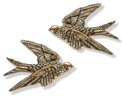 AMOIENSIS 4.75 Inch Vintage Swallow Bird Wall Sculpture Set of 2