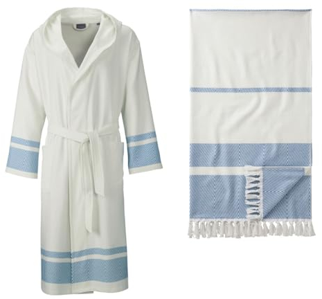 Egeria Setpreis Lynn Hamam Kapuzenmantel blau Gr. L + Pestemal Hamamtuch 341