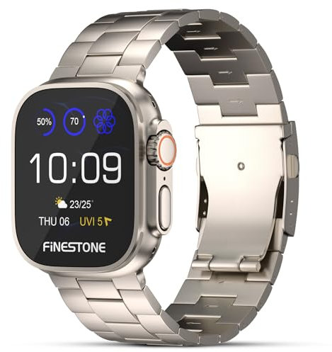 FiNESTONE Titan-Armband für Apple Watch ULTRA & ULTRA 2 – Verstellbares Apple Watch ULTRA Armband 49mm – DLC-Beschichtung – Rein-Titan Leichtgewicht