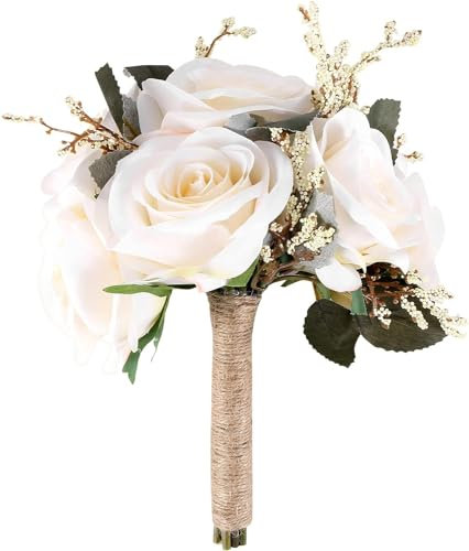 Dytabepl Bouquet da sposa per matrimonio, Rosa coraggiosa Fiore Bouquet Sposa Damigella d'onore in possesso, Fiori Ragazze Bouquet