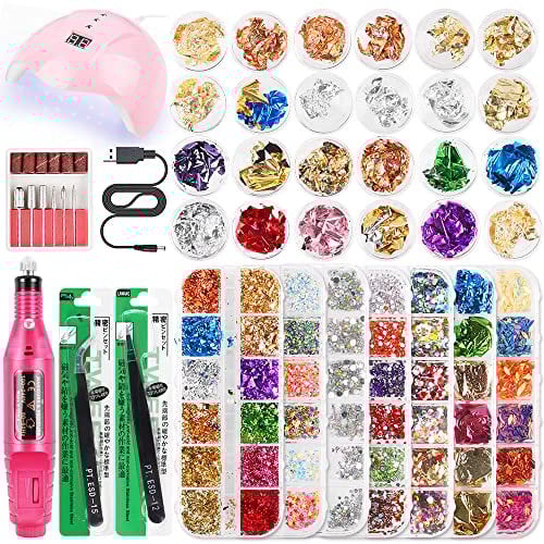 Nail Art Kit Electric Nail Drill Set Nail Lamp Manicure Nails Rhinestones 3D Nail Art Stud Decoration with Gems for Nails Art
