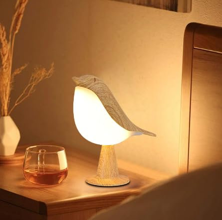 Danolt Vogel-Lampe, dimmbare Schreibtischlampe mit 3 Farbtemperatur und intelligente Nachtlicht, Nachtlicht für Kinder niedliche Lampe Lampe Tisch Touch-Lampe