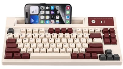 EPOMAKER DynaTab75 Teclado Mecánico con Ranura para Tableta/iOS/Android. Teclado Bluetooth/2.4ghz/USB-C en Gasket, con Hot-Swap, luz RGB, Carga rápida de 5000 mAh(Slot Red, Wisteria Linear)