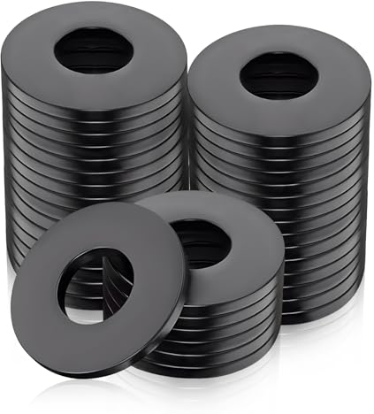 Alethron Arandelas M8 x 16 mm, 50 unidades, arandelas planas M8 de acero inoxidable negro A2 V2A DIN9021 / ISO703, espaciadores para tornillos y barra roscada