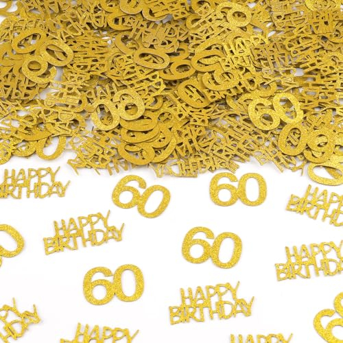 Konfetti Tischdeko Geburtstag 60 Partydekorationen Happy Birthday Konfetti Gold 200 Stück Streudeko 60 Geburtstag für Mann und Frau