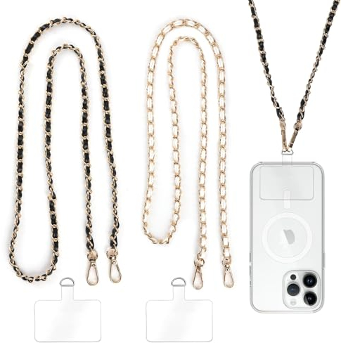 Wonvify 2 Pcs Cordón de Cadena para Teléfono Móvil para el Cuello, Universal para Teléfono Móvil, para Bolsos y Carteras, Correa para el Hombro para Teléfono Móvil de Mujer