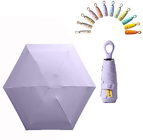 Mini Sun Travel Umbrella Ring handle Coating Layer Fabric Blocking/anti UPF 50 UV Protection 99.9% Compact Folding Purse Umbrella/Lightweight Small Portable Backpack/Rain Sun/Men Women Kids